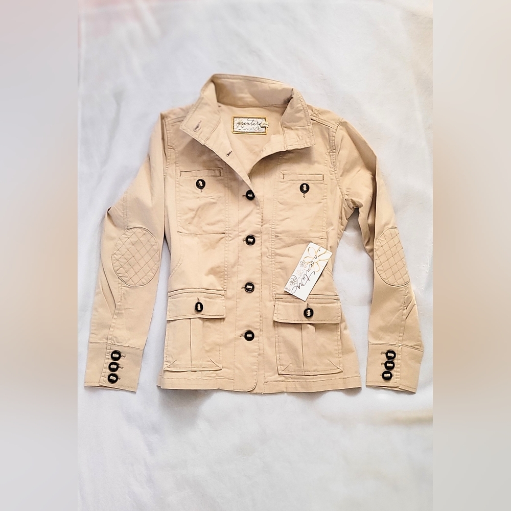 NWT! Summer Resort Tan Organic Tufted Women's Boho Chic Party Jacket Medium